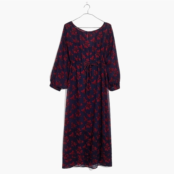 Madewell No.6 Vintage Rose Blue Red Silk Floral Printed Silk Magical Dress EUC 6